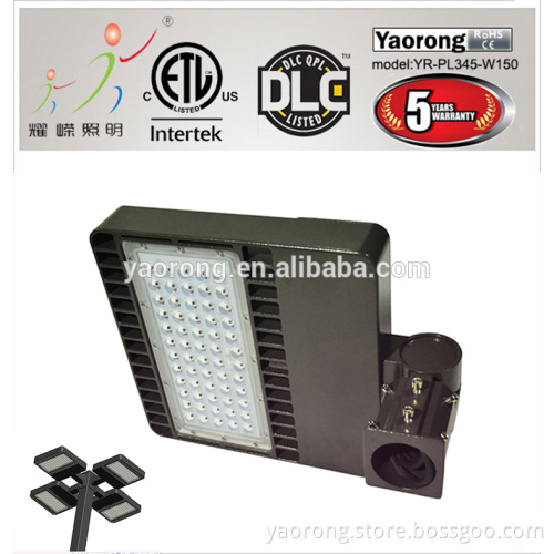 Yaorong factory ETL DLC CE 120lm/w Ultra slim led parking lot lighting with optional LENS